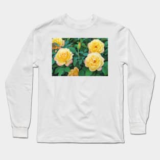 Yellow With Pink Tip Roses Long Sleeve T-Shirt